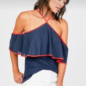 Ava Halter Top with Flounce Ruffle